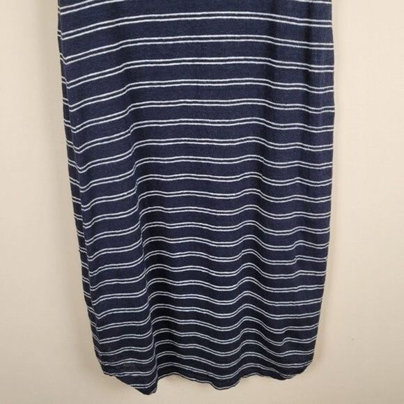 Vince Striped Linen High Low Sleeveless Tank Dress Summer Navy White Size S - Picture 7 of 14